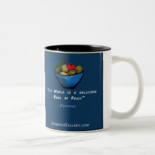"World is a Bowl of Fruit" by Zermeno Two-Tone Coffee Mug