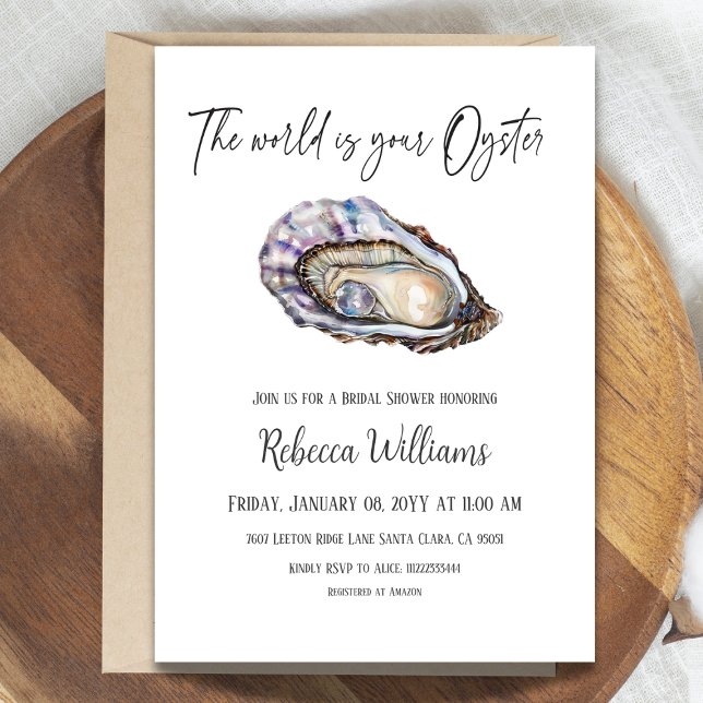 World is Your Oyster Pearl Bridal Shower Invitation (Creator Uploaded)