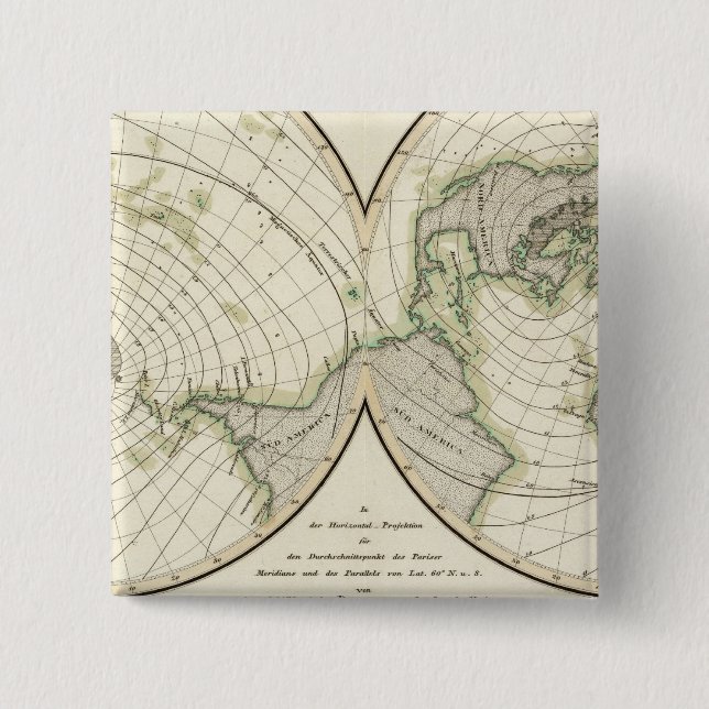 World isodynamic lines 15 cm square badge (Front)