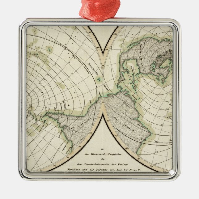 World isodynamic lines metal tree decoration (Front)