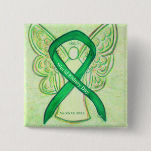 World Kidney Day Green Awareness Ribbon Pin