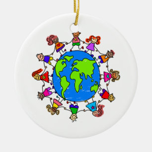 World Kids Ceramic Tree Decoration