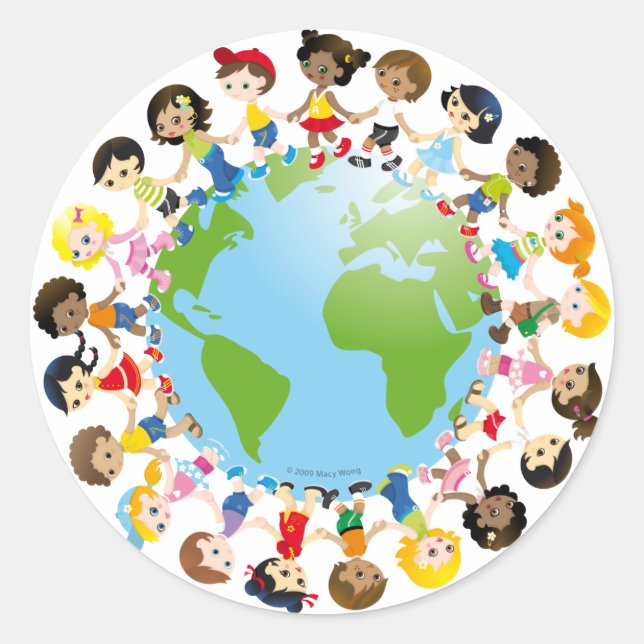 World kidz classic round sticker (Front)
