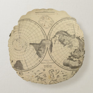 World land surface round cushion