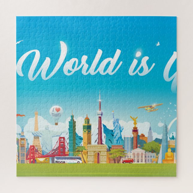 World Landmarks: Travel Vintage Set Jigsaw Puzzle (Vertical)