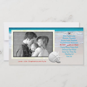 World Languages Merry Christmas Ocean Beach Card