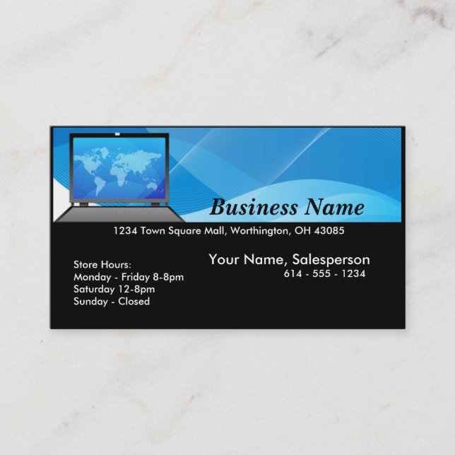 World Laptop/Computer Business Card (Front)