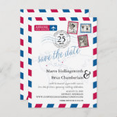 World Locations Airmail Save The Date Announcement Postcard (Front/Back)