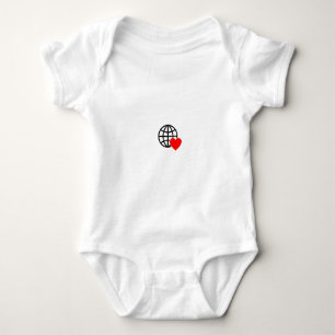 World Love Globe Icon   Heart Earth Summer Design Baby Bodysuit