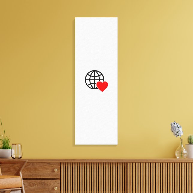 World Love Globe Icon | Heart Earth Summer Design Canvas Print (Insitu(LivingRoom))