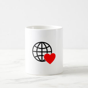 World Love Globe Icon   Heart Earth Summer Design Coffee Mug