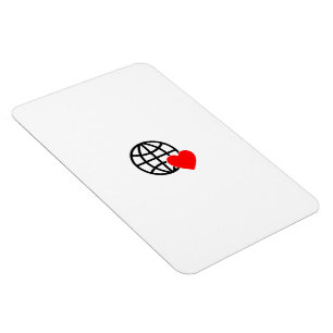 World Love Globe Icon   Heart Earth Summer Design Magnet