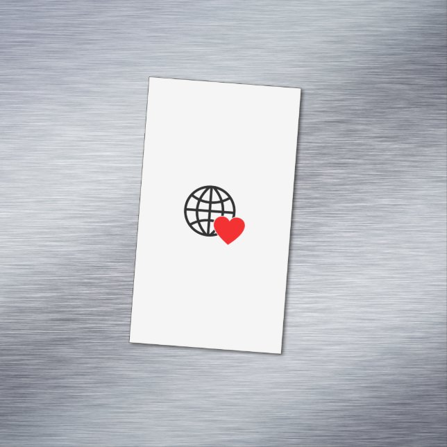 World Love Globe Icon | Heart Earth Summer Design Magnetic Business Card (In Situ)