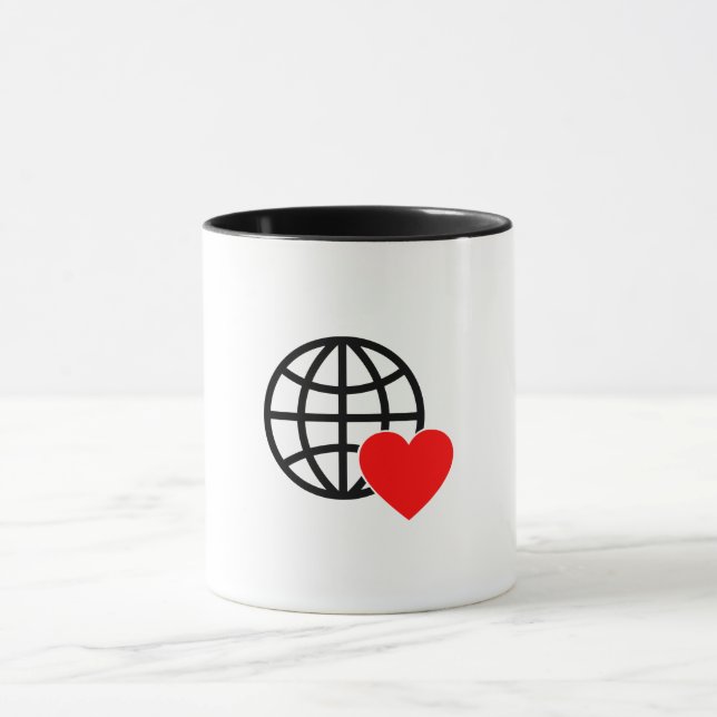 World Love Globe Icon | Heart Earth Summer Design Mug (Center)