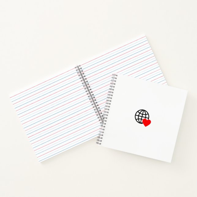 World Love Globe Icon | Heart Earth Summer Design Notebook (Inside)