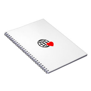World Love Globe Icon   Heart Earth Summer Design Notebook