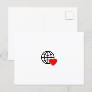 World Love Globe Icon   Heart Earth Summer Design Postcard