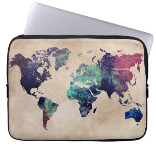 world map 10 laptop sleeve