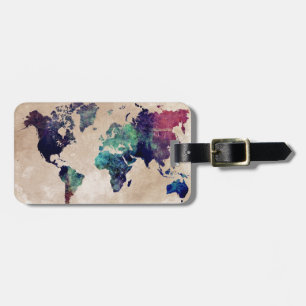 world map 10 luggage tag