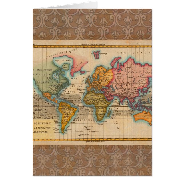 World Map 1700s Antique Continents  (Front)