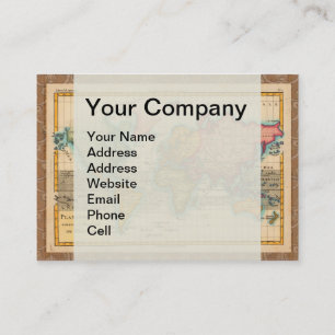 World Map 1700s Antique Continents  Business Card