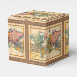 World Map 1700s Antique Continents  Favour Box