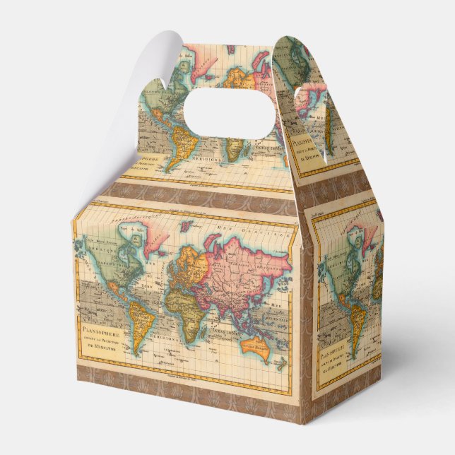 World Map 1700s Antique Continents  Favour Box (Front Side)