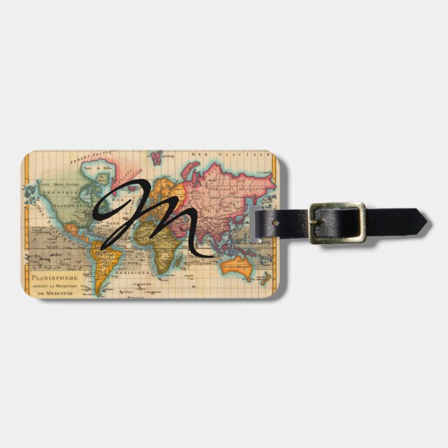World Map 1700s Antique Continents  Luggage Tag (Front Horizontal)