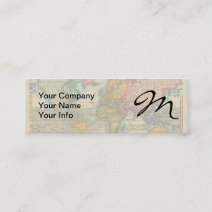 World Map 1700s Antique Continents  Mini Business Card