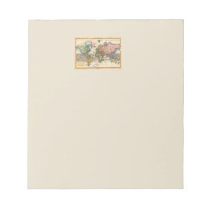 World Map 1700s Antique Continents Notepad