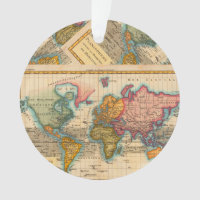 World Map 1700s Antique Continents 