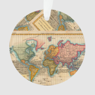 World Map 1700s Antique Continents  Ornament