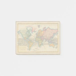 World Map 1700s Antique Continents Post-it Notes