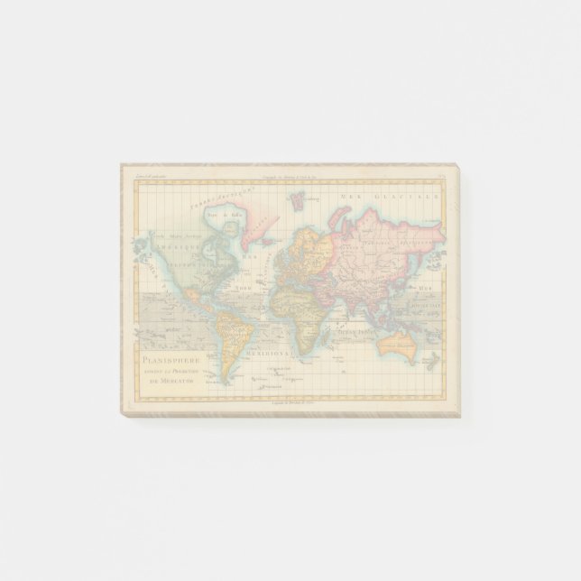 World Map 1700s Antique Continents  Post-it Notes (Front)
