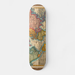 World Map 1700s Antique Continents Skateboard
