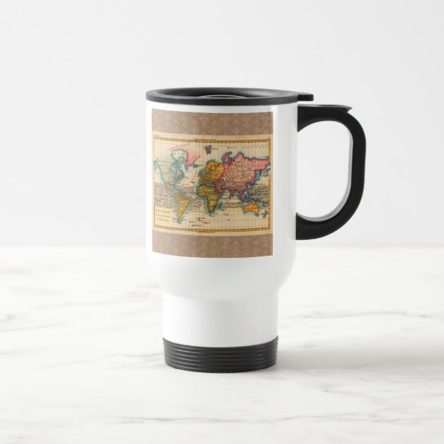 World Map 1700s Antique Continents  Travel Mug (Right)
