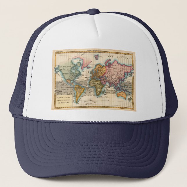 World Map 1700s Antique Continents  Trucker Hat (Front)
