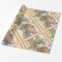 World Map 1700s Antique Continents 