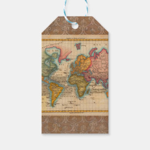 World Map 1700s Antique  Gift Tags