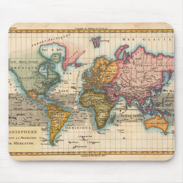 World Map 1700s Antique  Mouse Mat (Front)
