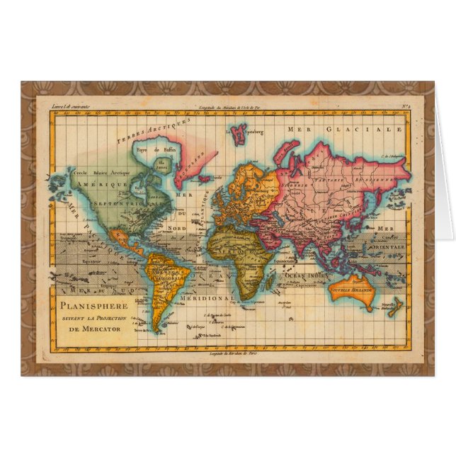 World Map 1780 Bonne Antique Planisphere  (Front Horizontal)