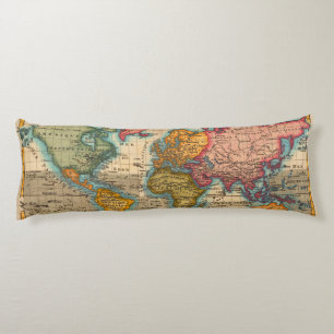 World Map 1780 Bonne Antique Planisphere Body Cushion