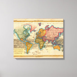 World Map 1780 Bonne Antique Planisphere Canvas Print