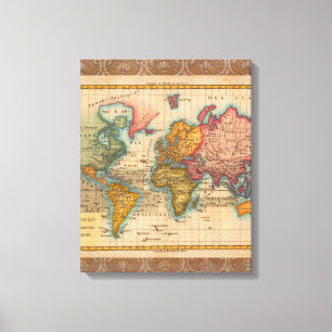 World Map 1780 Bonne Antique Planisphere Canvas Print