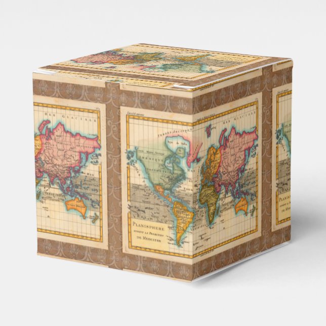 World Map 1780 Bonne Antique Planisphere  Favour Box (Front Side)