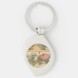 World Map 1780 Bonne Antique Planisphere Key Ring