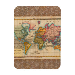 World Map 1780 Bonne Antique Planisphere Magnet