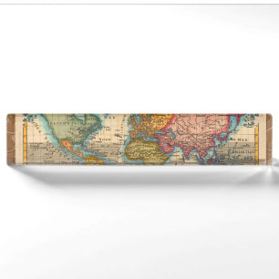 World Map 1780 Bonne Antique Planisphere Nameplate