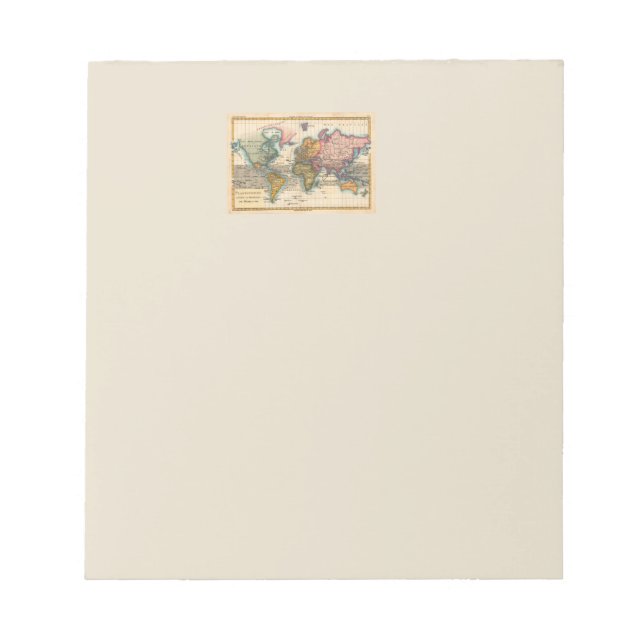 World Map 1780 Bonne Antique Planisphere  Notepad (Front)