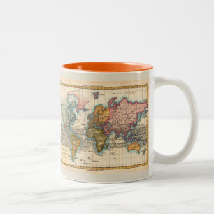 World Map 1780 Bonne Antique Planisphere Two-Tone Coffee Mug